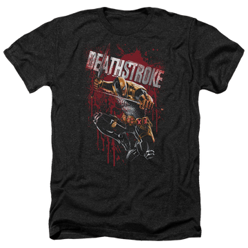 Charcoal men's heather t-shirt with Deathstroke Blood Splattered graphic
