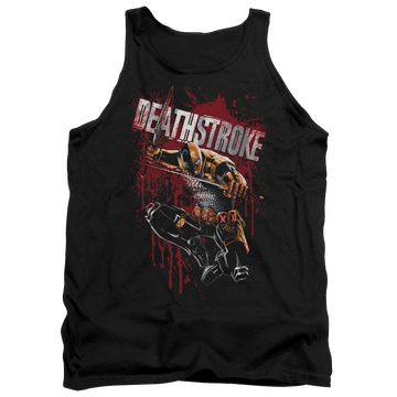 Black men's tank with Deathstroke Blood Splattered graphic