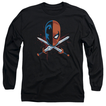 Black men's long sleeve t-shirt with Deathstroke Crossed Swords graphic