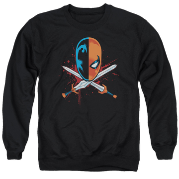 Black men's crewneck sweatshirt with Deathstroke Crossed Swords graphic