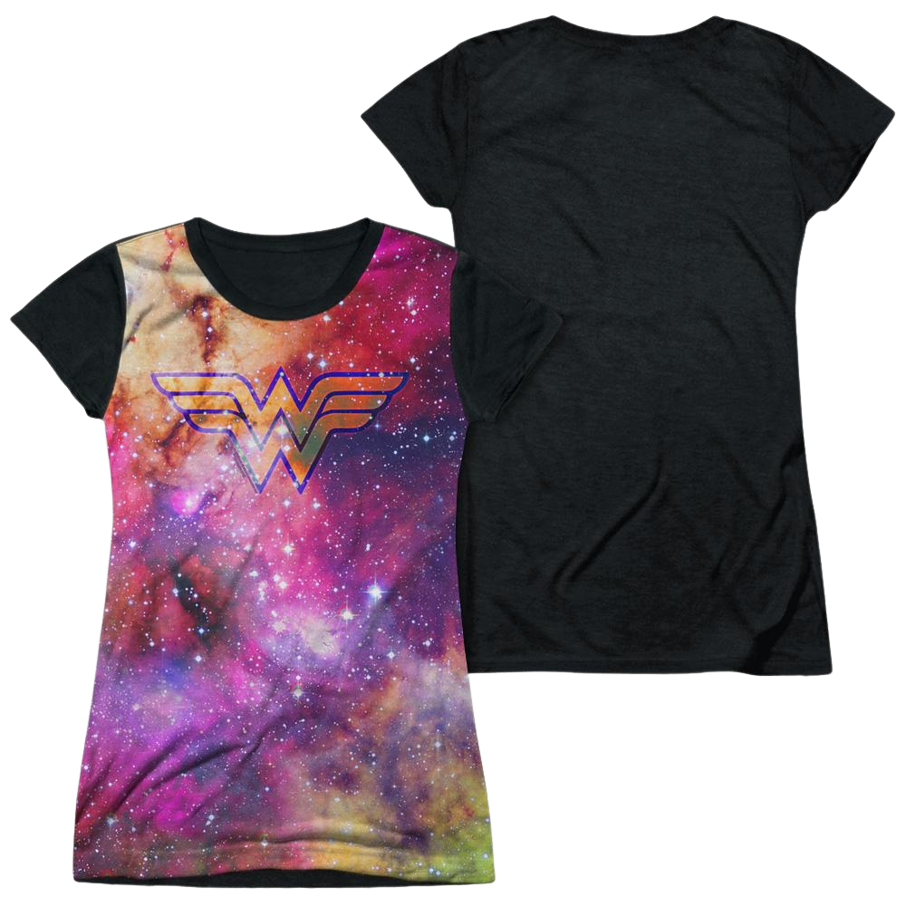 Justice League Wonder Galaxy Juniors Black Back T-Shirt Juniors Black Back T-Shirt Wonder Woman