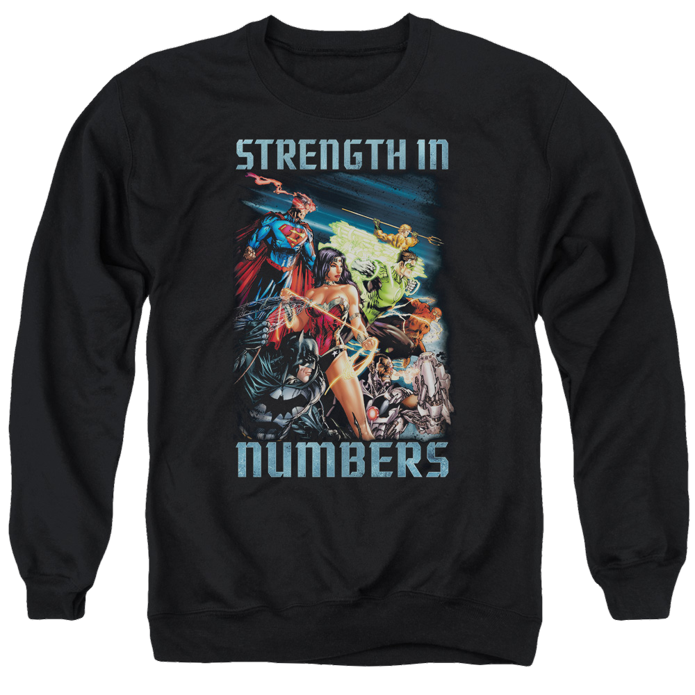 Justice League Strength In Number Men's Crewneck Sweatshirt Men's Crewneck Sweatshirt Justice League