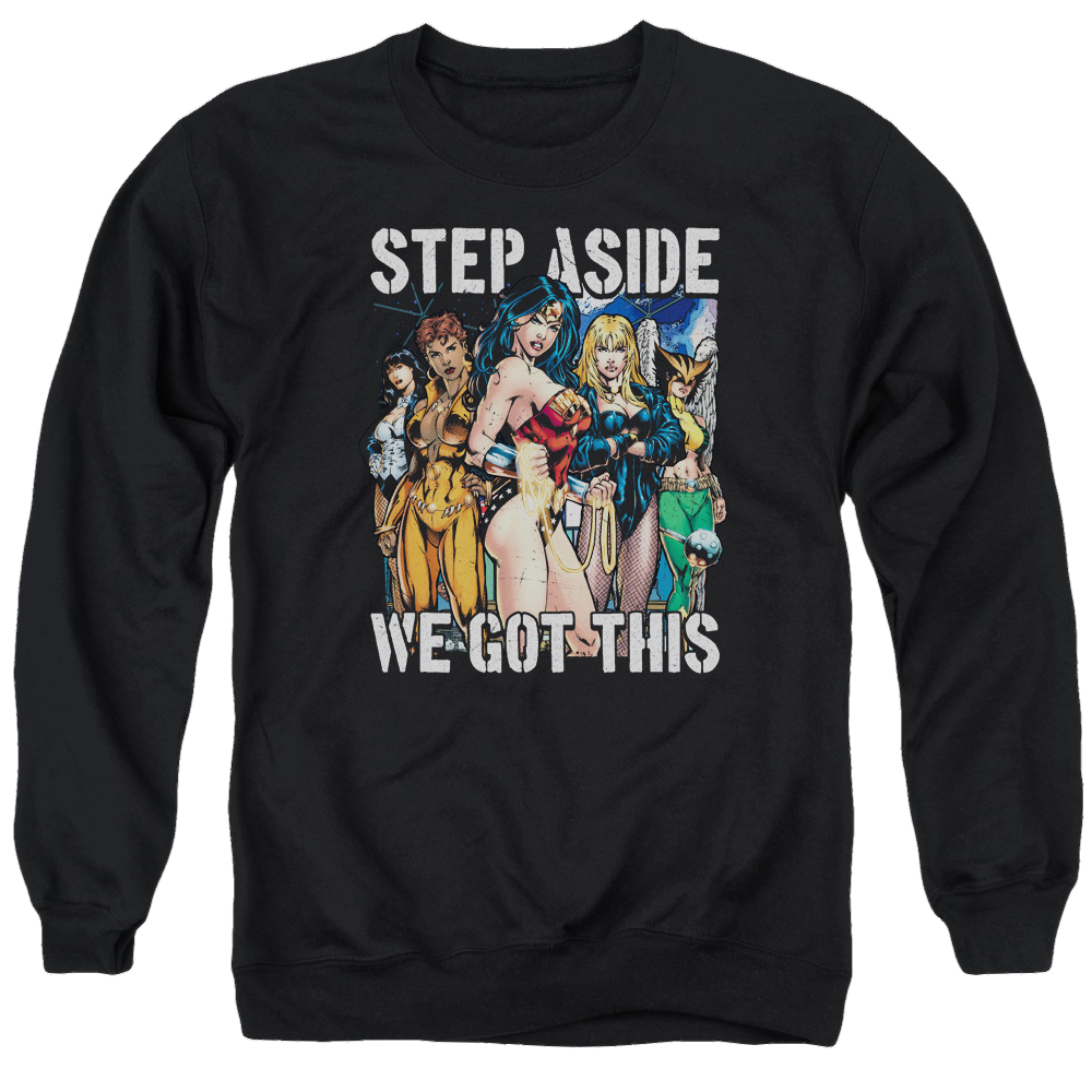 Justice League Heroines Men's Crewneck Sweatshirt Men's Crewneck Sweatshirt Justice League