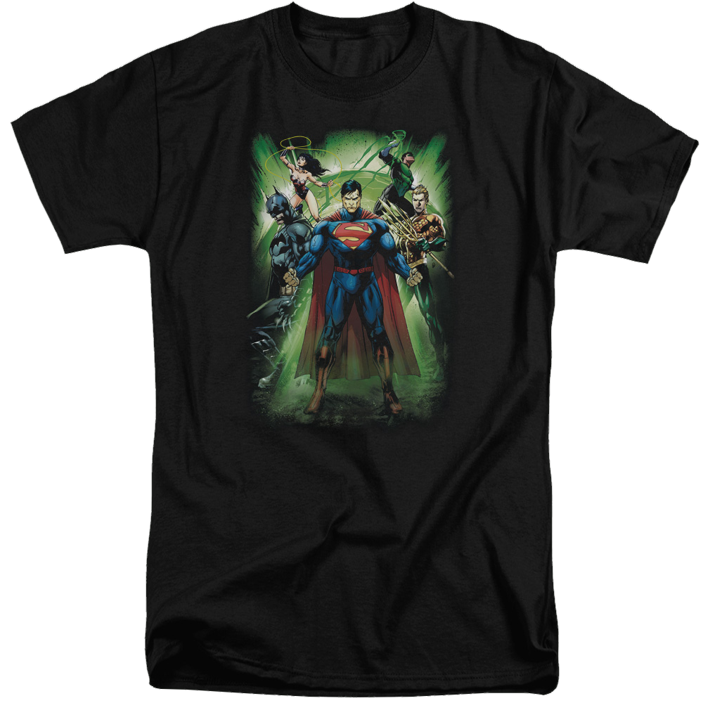 Justice League Power Burst Men's Tall Fit T-Shirt Men's Tall Fit T-Shirt Justice League