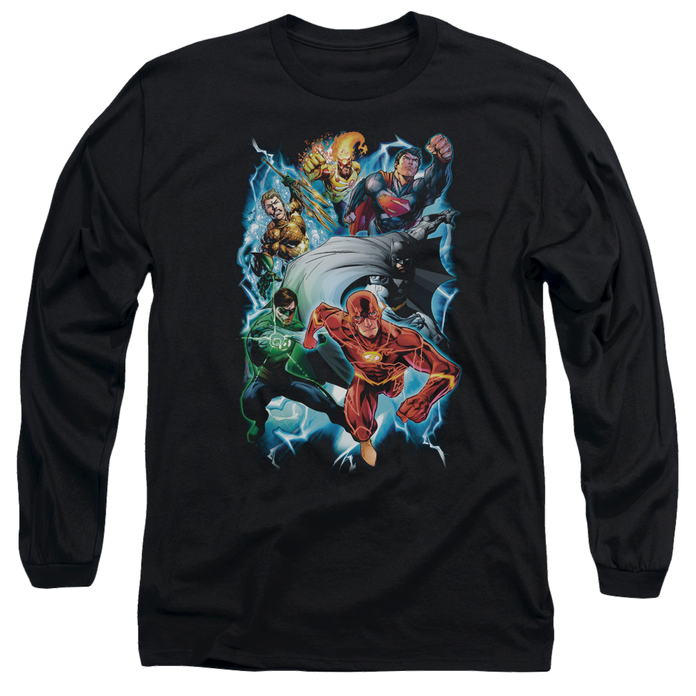 Justice League Electric Team Men's Long Sleeve T-Shirt Men's Long Sleeve T-Shirt Justice League