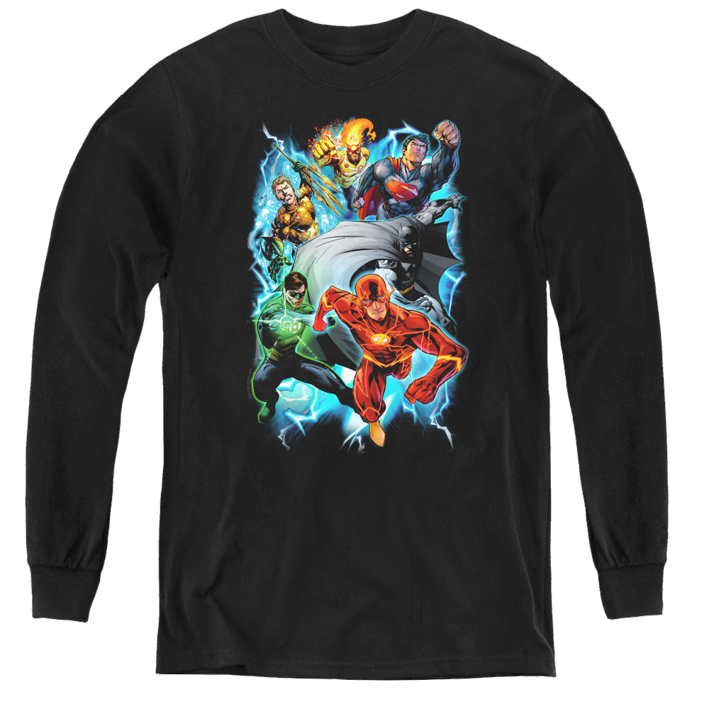 Justice League Electric Team - Youth Long Sleeve T-Shirt Youth Long Sleeve T-Shirt Justice League