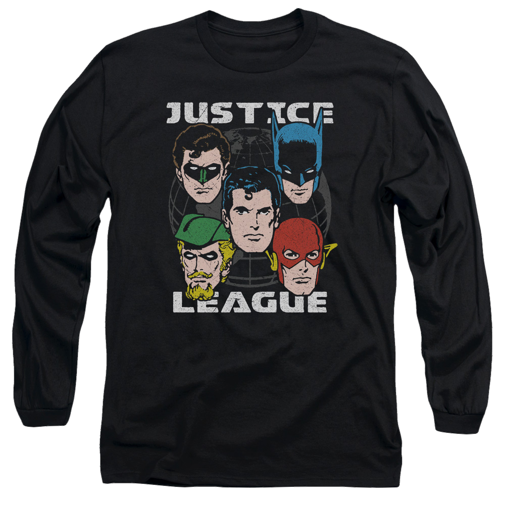 Justice League Head Of States Men's Long Sleeve T-Shirt Men's Long Sleeve T-Shirt Justice League