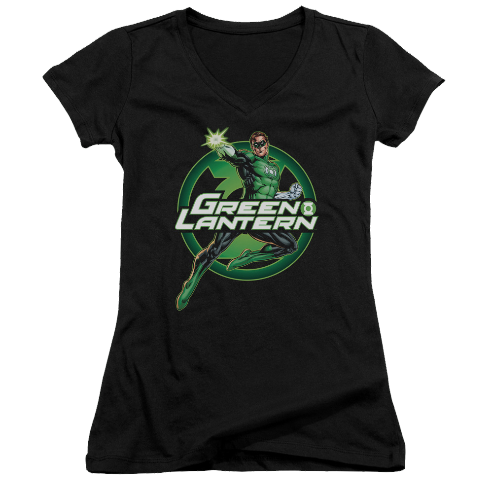 Green Lantern Lantern Glow - Juniors V-Neck T-Shirt Juniors V-Neck T-Shirt Green Lantern