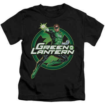 Black kid's t-shirt for ages 4 to 7 with Green Lantern Lantern Glow graphic