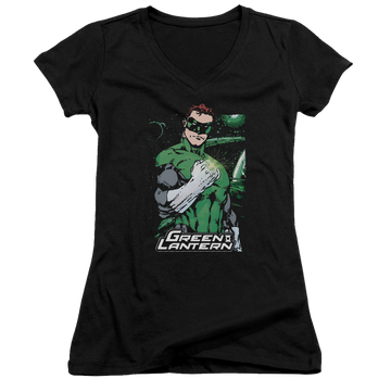 Green Lantern Fist Flare - Juniors V-Neck T-Shirt Juniors V-Neck T-Shirt Green Lantern