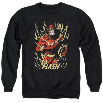 Black men's crewneck sweatshirt with Flash Flare graphic
