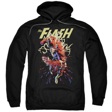 Black pullover hoodie with The Flash Ripping Apart graphic