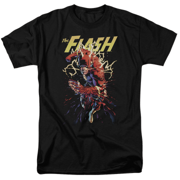 Black men's regular fit t-shirt with The Flash Ripping Apart graphic
