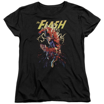 Black women's t-shirt with The Flash Ripping Apart graphic