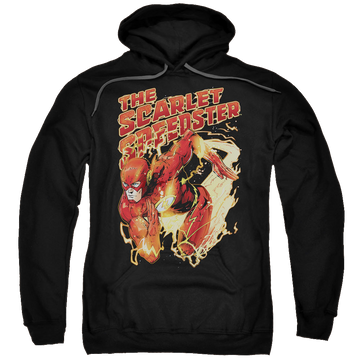 Black pullover hoodie with The Flash Scarlet Speedster graphic