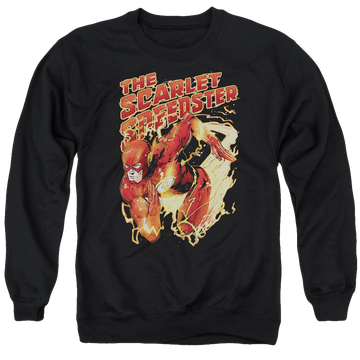 Black men's crewneck sweatshirt with The Flash Scarlet Speedster graphic