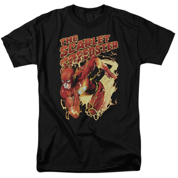 Black men's regular fit t-shirt with The Flash Scarlet Speedster graphic