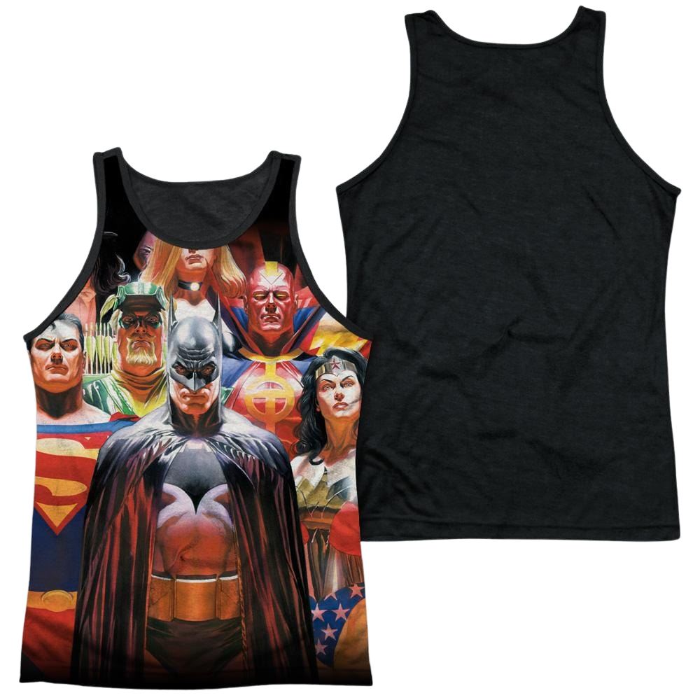 Justice League Wall Of Heroes Men's Black Back Tank Men's Black Back Tank Justice League