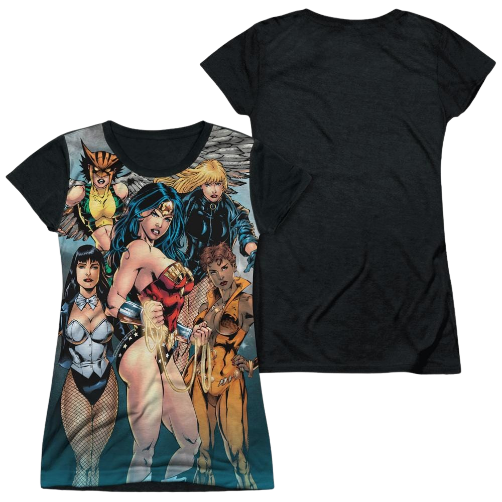 Justice League Gals Night Out Juniors Black Back T-Shirt Juniors Black Back T-Shirt Justice League