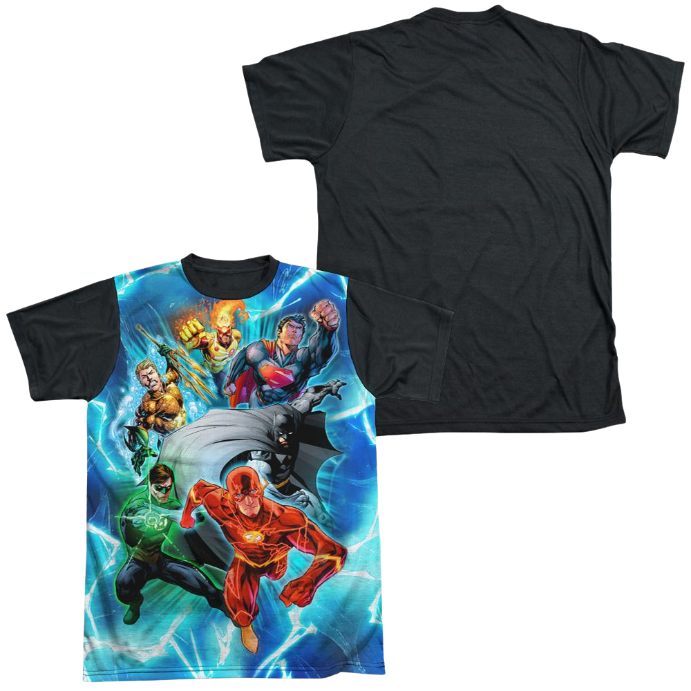 Justice League Lightning Team Men's Black Back T-Shirt Men's Black Back T-Shirt Justice League