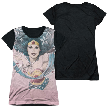 Justice League Sketched Juniors Black Back T-Shirt Juniors Black Back T-Shirt Wonder Woman