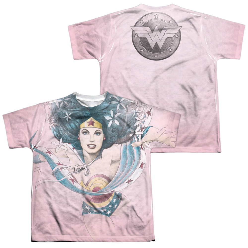 Wonder Woman Sketched (Front/Back Print) - Youth All-Over Print T-Shirt Youth All-Over Print T-Shirt (Ages 8-12) Wonder Woman