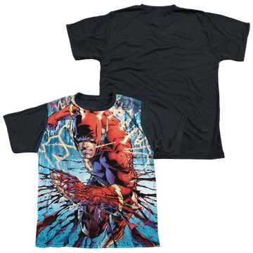 The Flash Ripping And Tearing youth black back t-shirt for ages 8 to 12