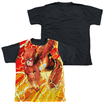 The Flash Lightning Dash youth black back t-shirt for ages 8 to 12