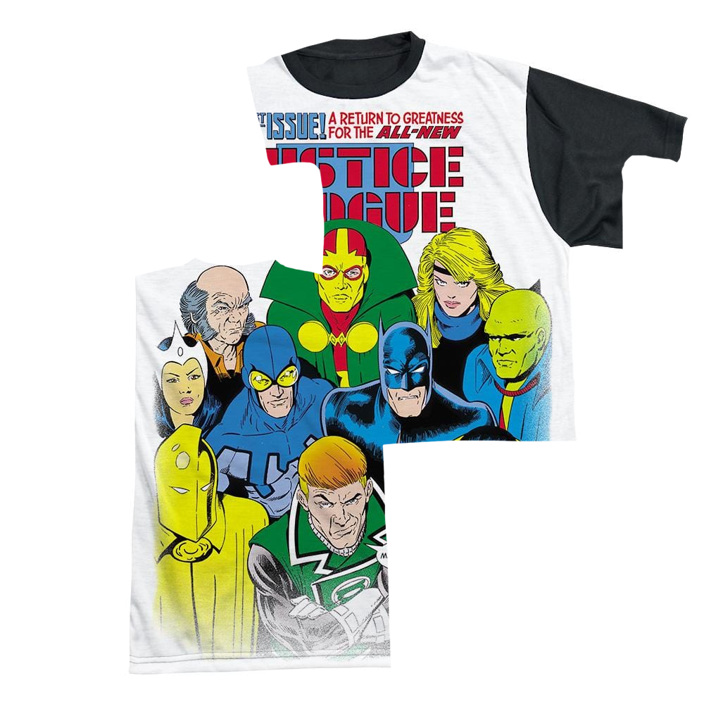 Justice League Return To Greatness Men's Black Back T-Shirt Men's Black Back T-Shirt Justice League