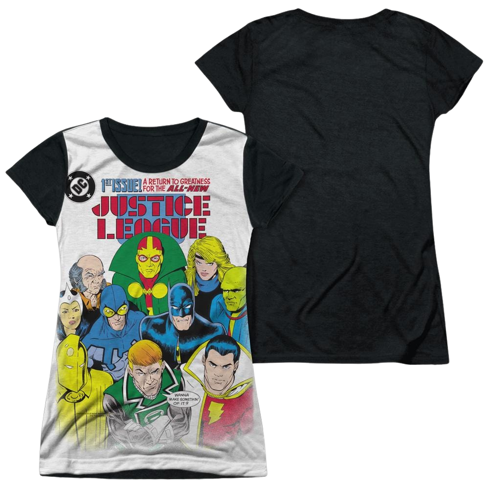 Justice League Return To Greatness Juniors Black Back T-Shirt Juniors Black Back T-Shirt Justice League