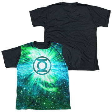 Green Lantern Power Swirl youth black back t-shirt for ages 8 to 12