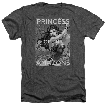 Charcoal men's heather t-shirt with Wonder Woman Justice League Princess Of The Amazons graphic