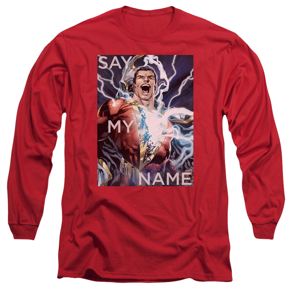 Justice League Say My Name Men's Long Sleeve T-Shirt Men's Long Sleeve T-Shirt Shazam