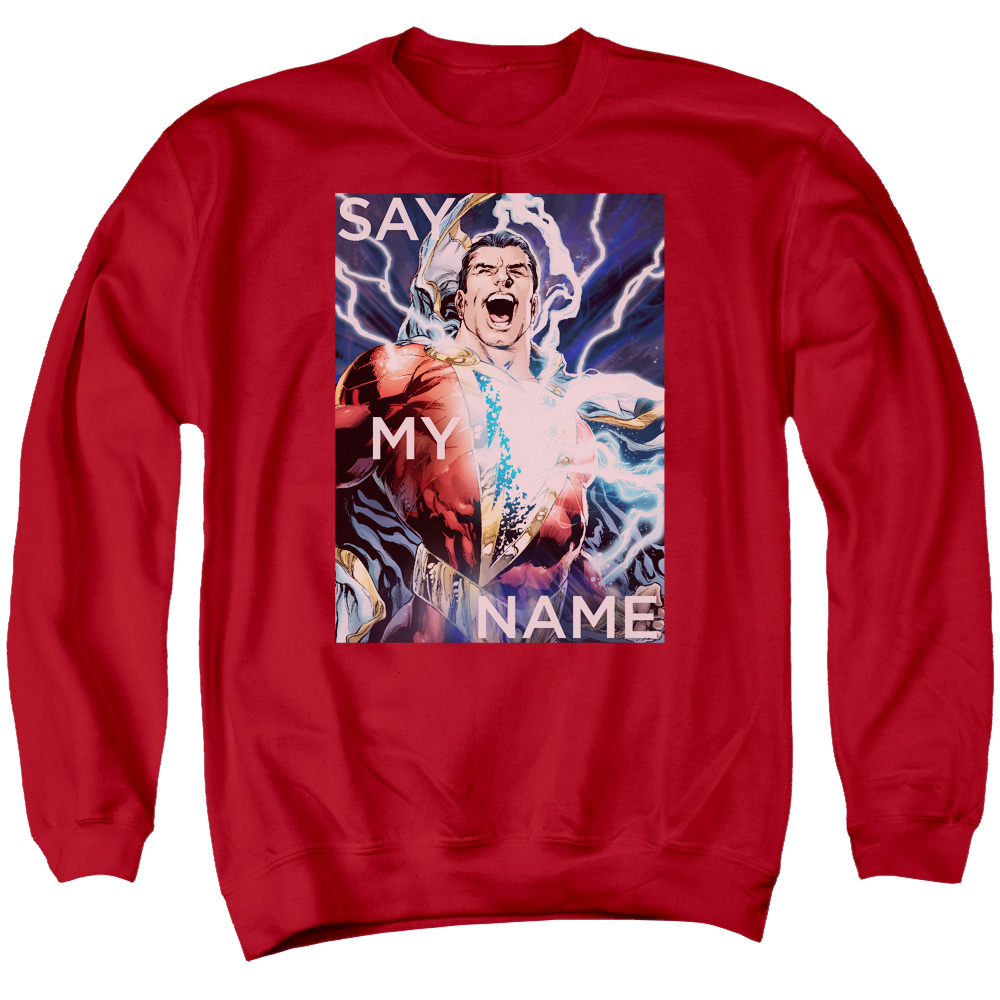 Justice League Say My Name Men's Crewneck Sweatshirt Men's Crewneck Sweatshirt Shazam