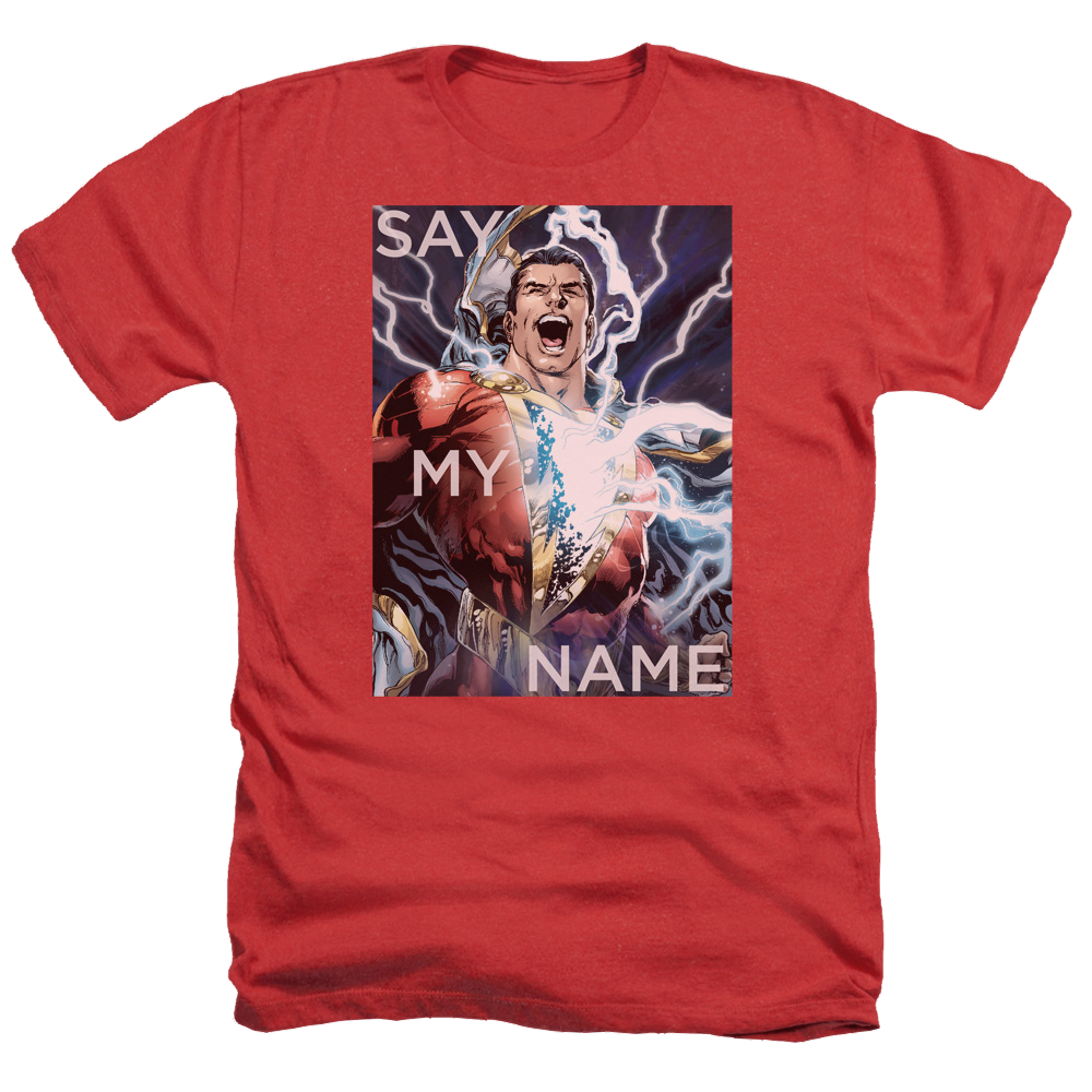 Justice League Say My Name Men's Heather T-Shirt Men's Heather T-Shirt Shazam