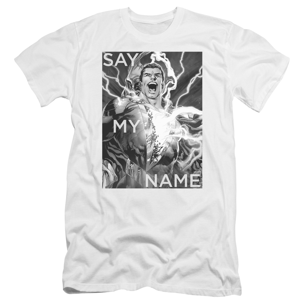 Justice League Say My Name Men's Premium Slim Fit T-Shirt Men's Premium Slim Fit T-Shirt Shazam