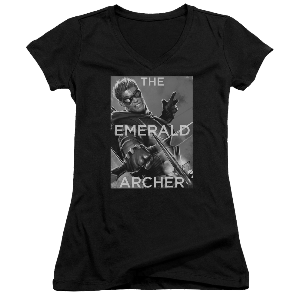 Green Arrow Trigger - Juniors V-Neck T-Shirt Juniors V-Neck T-Shirt Green Arrow