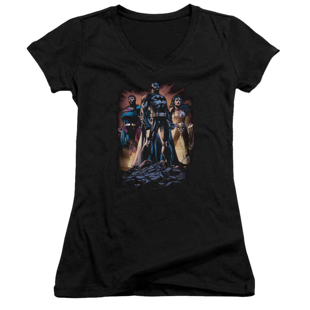 Justice League Take A Stand Juniors V-Neck T-Shirt Juniors V-Neck T-Shirt Justice League