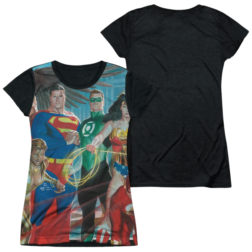 Justice League League Of Heroes Juniors Black Back T-Shirt Juniors Black Back T-Shirt Justice League