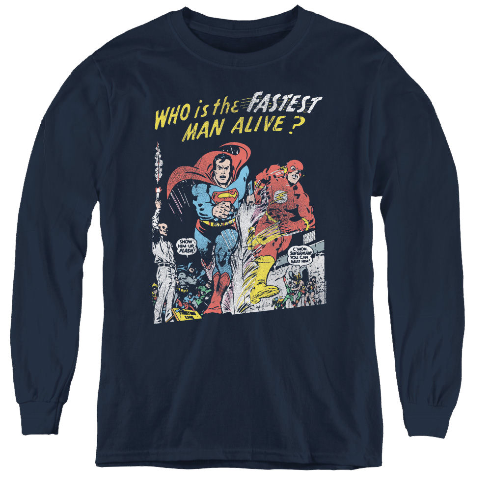 Justice League Fastest Man - Youth Long Sleeve T-Shirt Youth Long Sleeve T-Shirt Justice League