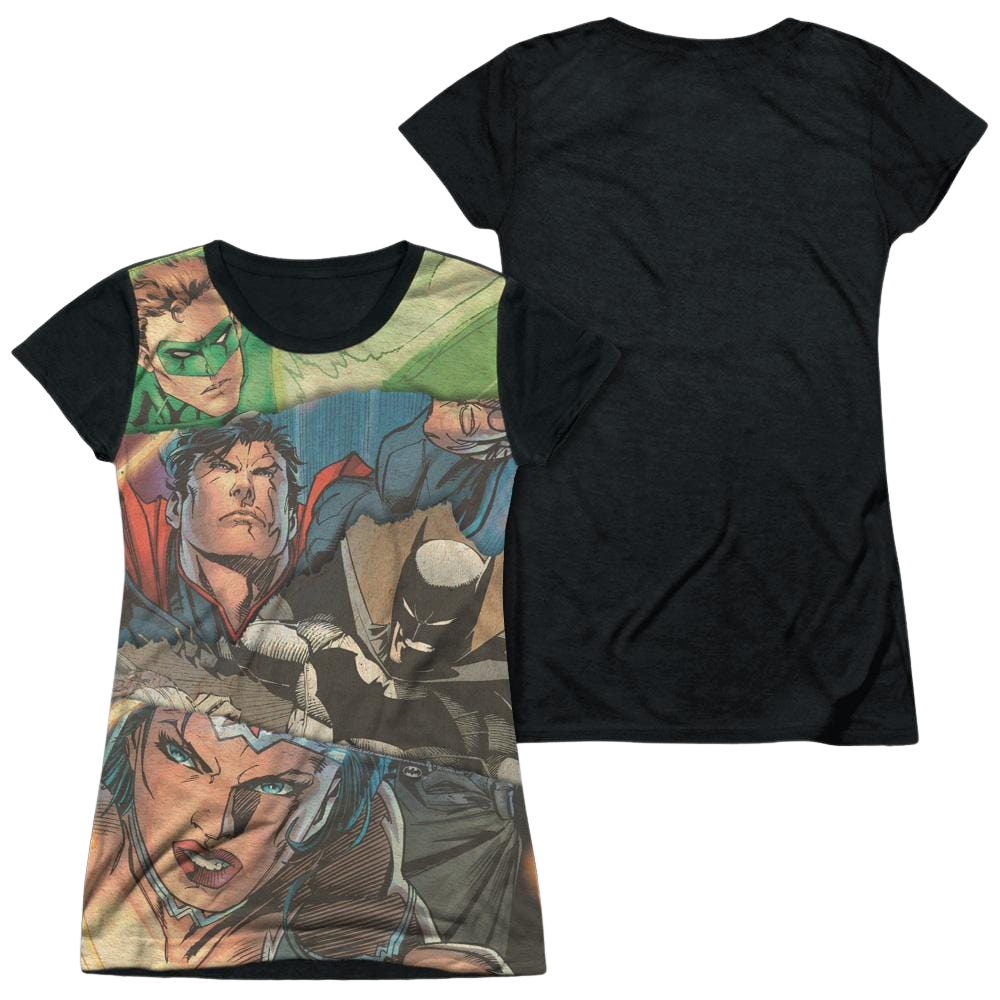Justice League Torn Juniors Black Back T-Shirt Juniors Black Back T-Shirt Justice League