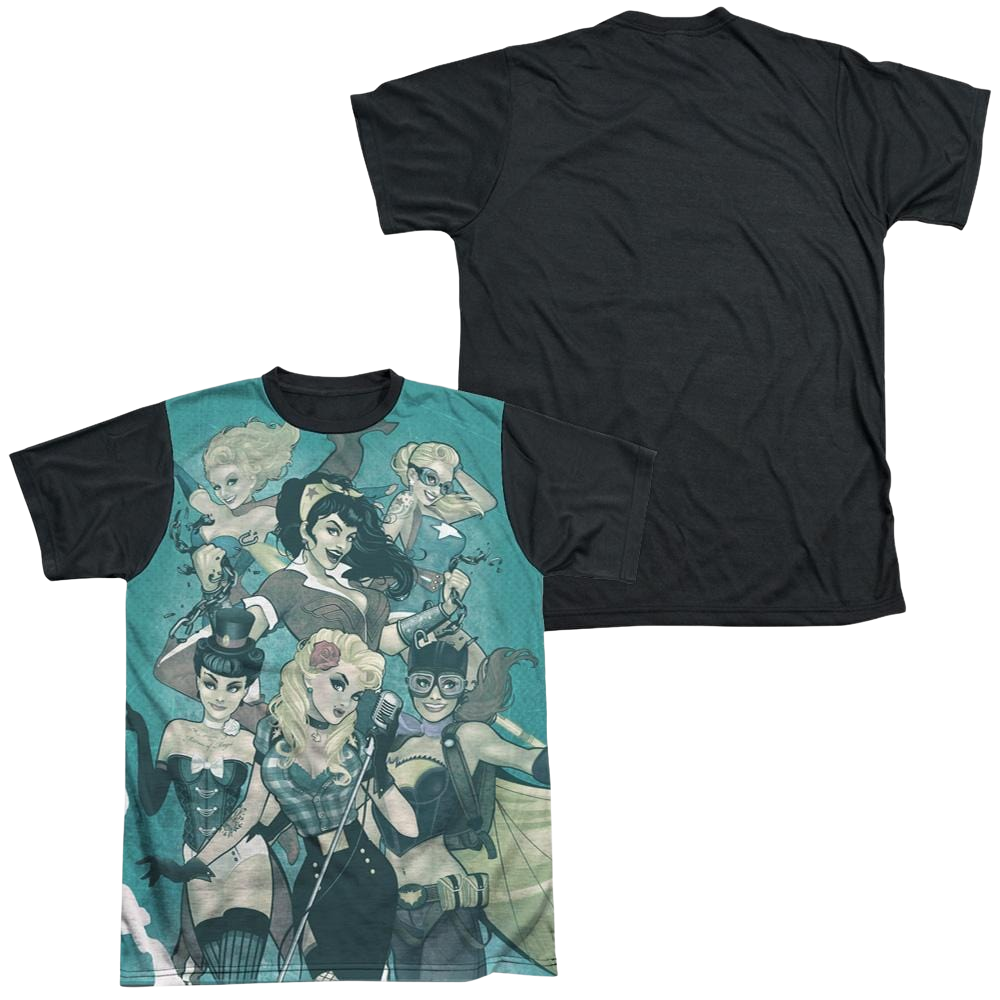 Justice League Bombshell Group Men's Black Back T-Shirt Men's Black Back T-Shirt Justice League