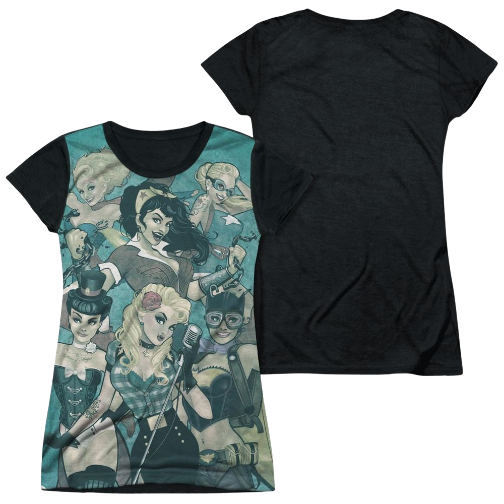 Justice League Bombshell Group Juniors Black Back T-Shirt Juniors Black Back T-Shirt Justice League
