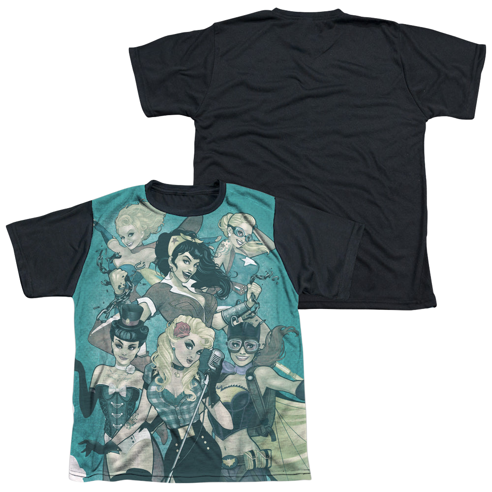 Justice League Bombshell Group - Youth Black Back T-Shirt Youth Black Back T-Shirt (Ages 8-12) Justice League