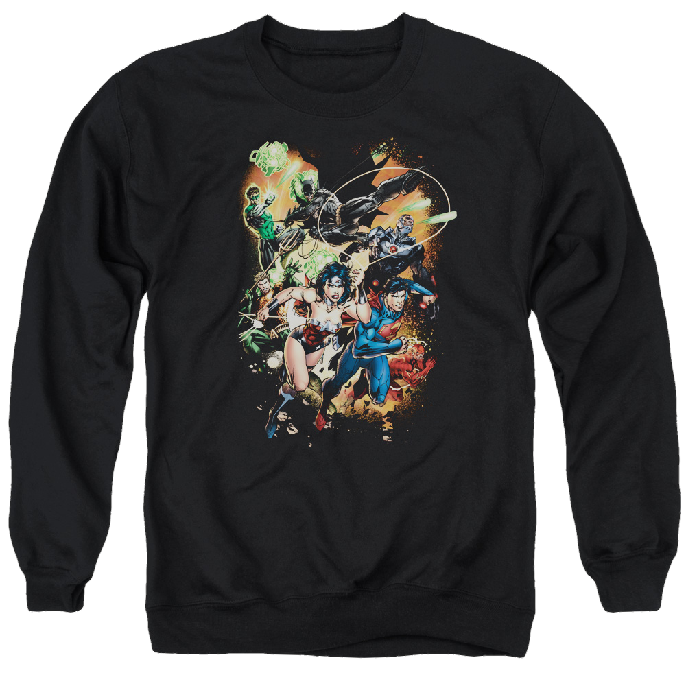 Justice League Battle Ready Men's Crewneck Sweatshirt Men's Crewneck Sweatshirt Justice League