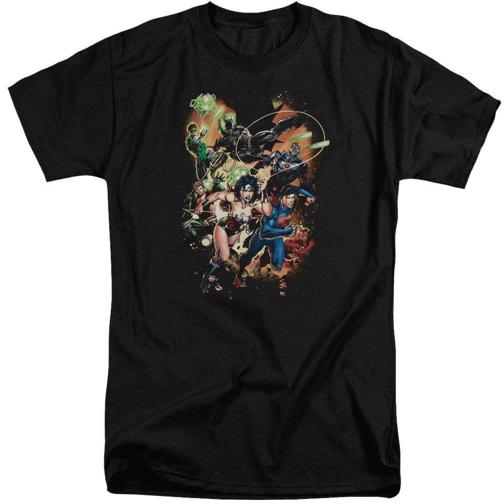 Justice League Battle Ready Men's Tall Fit T-Shirt Men's Tall Fit T-Shirt Justice League