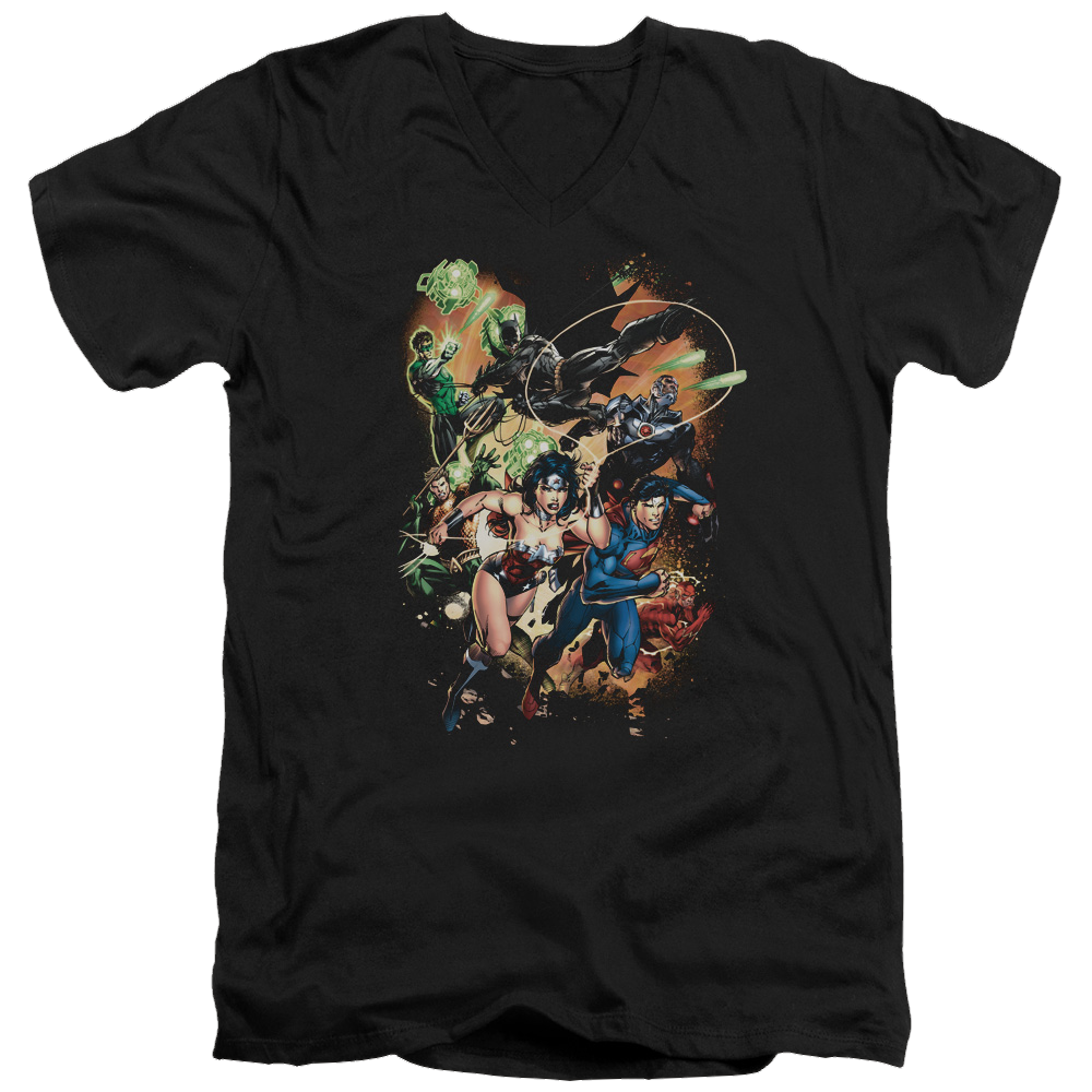 Justice League Battle Ready Men's V-Neck T-Shirt Men's V-Neck T-Shirt Justice League