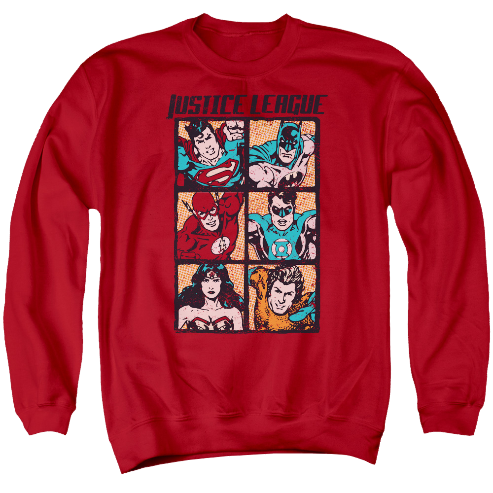 Justice League Rough Panels Men's Crewneck Sweatshirt Men's Crewneck Sweatshirt Justice League