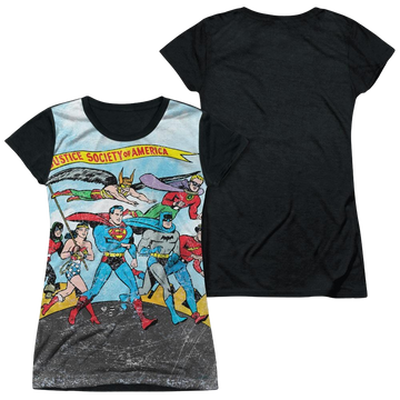 Justice League World Cure juniors black back t-shirt