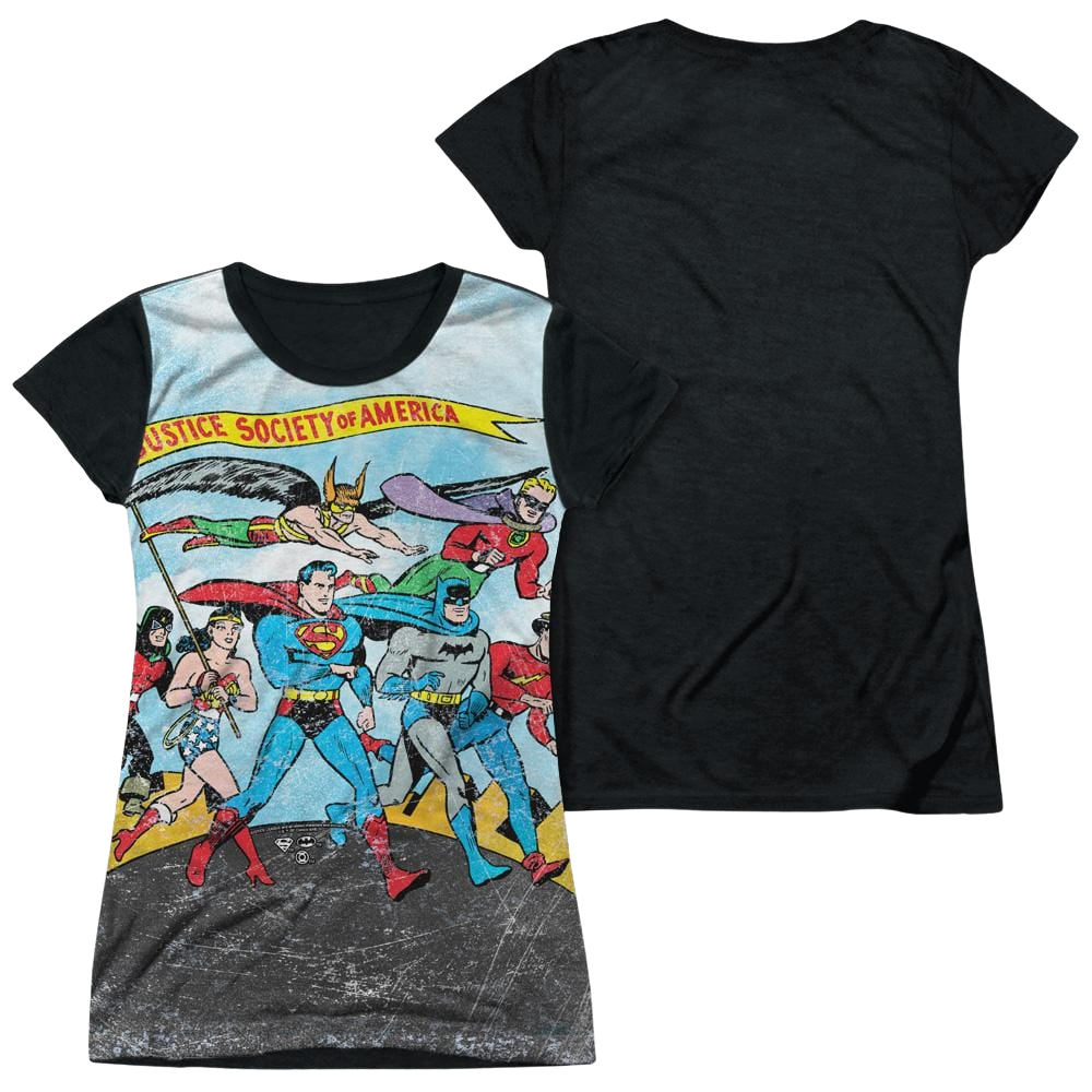 Justice League World Cure Juniors Black Back T-Shirt Juniors Black Back T-Shirt Justice League